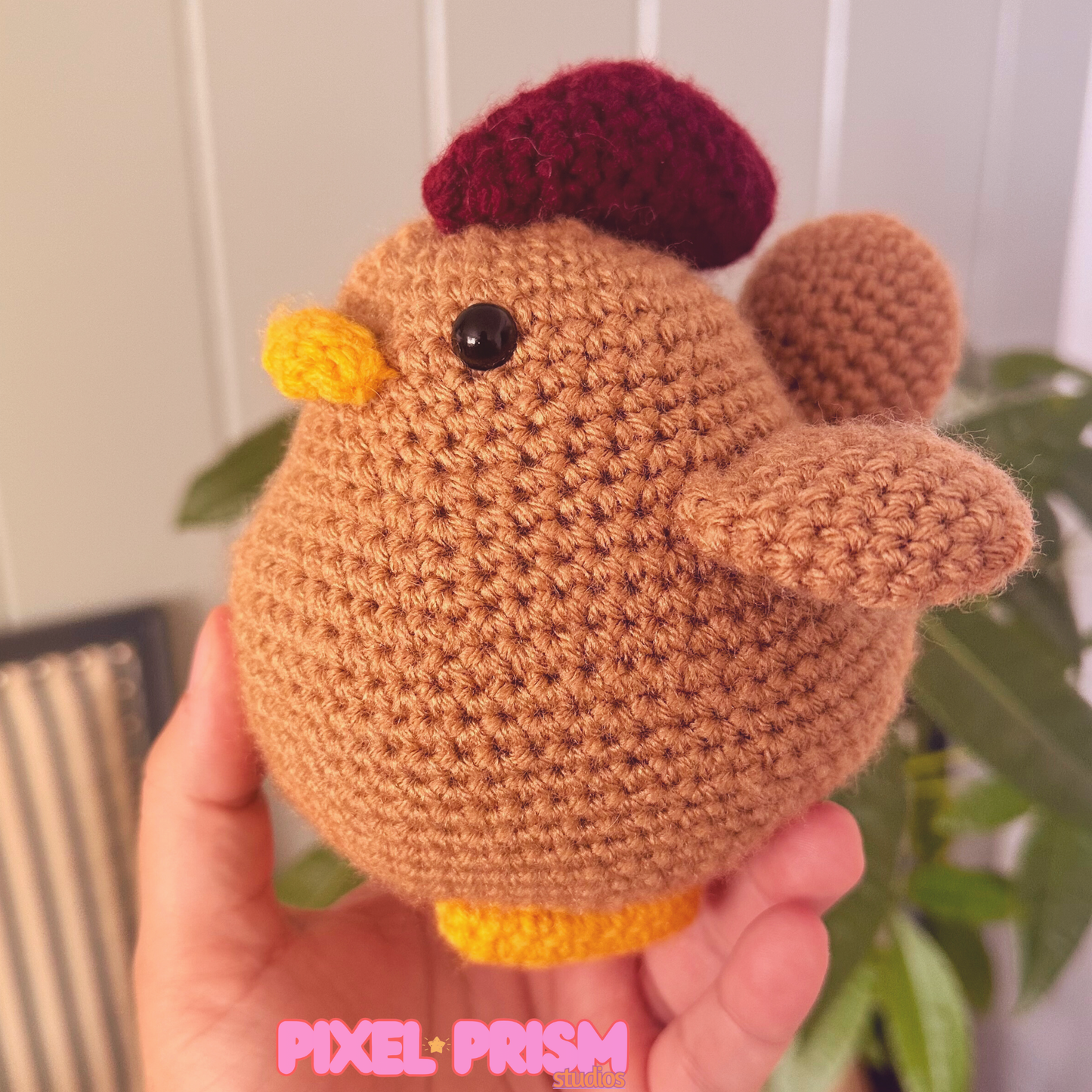 Stardew Valley Brown Chicken | Handmade Crochet Amigurumi Plush, Desk Plush