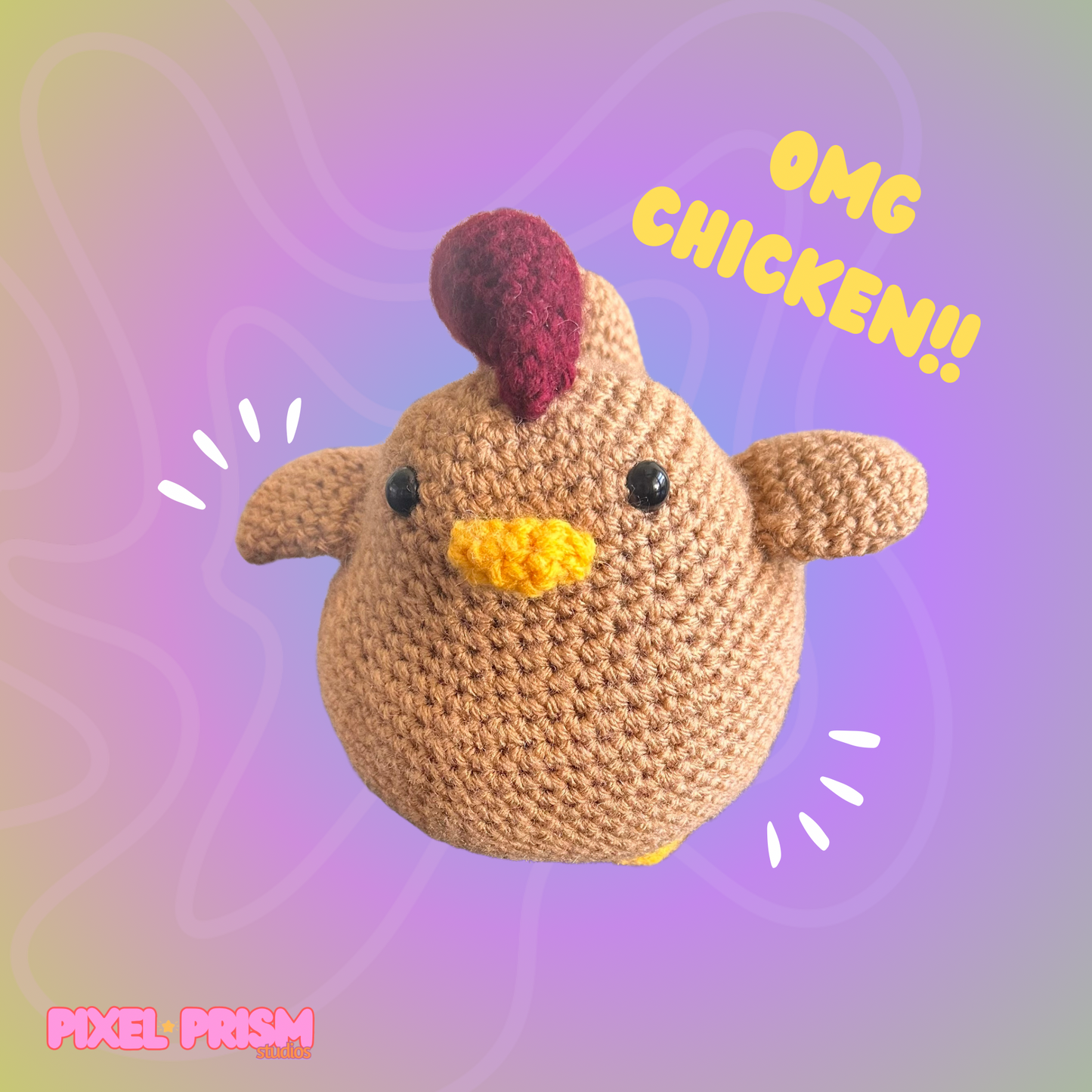 Stardew Valley Brown Chicken | Handmade Crochet Amigurumi Plush, Desk Plush