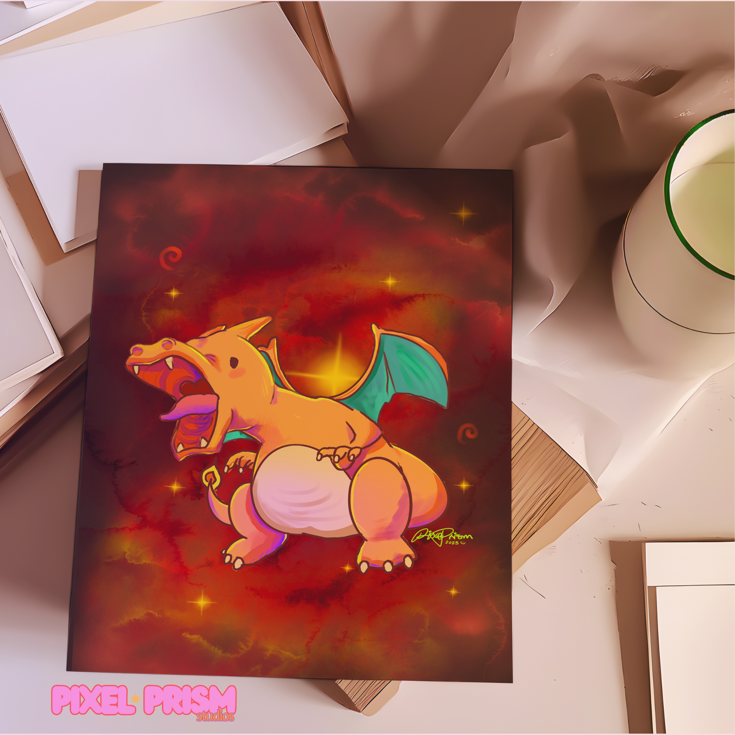 Gen 1 Starters | Charizard Original Art Print