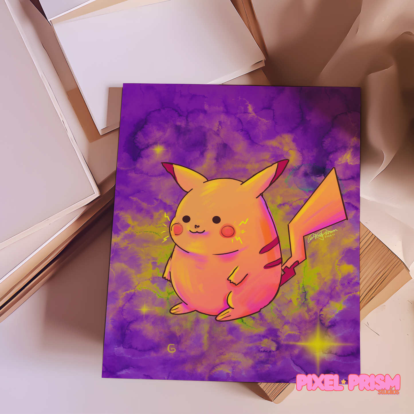 Just a Chonky Boi | Pikachu Original Art Print